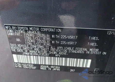 2017 Toyota Rav4 Le from USA, damaged, VIN JTMBFREV9HJ135287